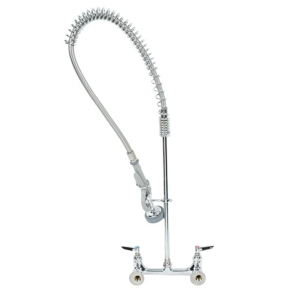 T&S Brass And Bronze Works T&S B-0133 EasyInstall Wall Mounted 34 1/2" High Pre-Rinse Faucet With Adjustable 8" Centers, 1.15 GPM Spray Valve, And 44" Hose 5 T&S Brass And Bronze Works T&S B-0133 EasyInstall Wall Mounted 34 1/2" High Pre-Rinse Faucet With Adjustable 8" Centers, 1.15 GPM Spray Valve, And 44" Hose - Image 3