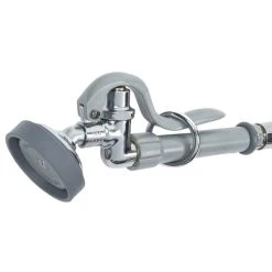 T&S Brass And Bronze Works T&S B-0175 Wall Mounted Pre-Rinse Faucet With Adjustable 8" Centers, Angled Spray Valve, 104" Hose, 12" Add-On Faucet, 90 Degree Swivel Adapter, And Wall Hook -T&S Brass Shop 1021623
