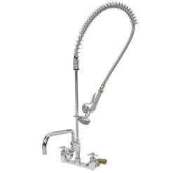 T&S Brass And Bronze Works T&S B-0287 EasyInstall Wall Mounted 38 1/4" High Pre-Rinse Faucet With Adjustable 8" Centers, 44" Hose, And 12" Add-On Faucet -T&S Brass Shop 1022425