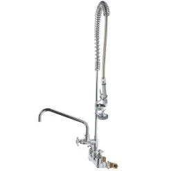T&S Brass And Bronze Works T&S B-0287 EasyInstall Wall Mounted 38 1/4" High Pre-Rinse Faucet With Adjustable 8" Centers, 44" Hose, And 12" Add-On Faucet -T&S Brass Shop 1022426