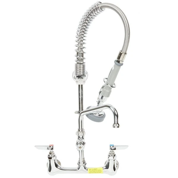 T&S Brass And Bronze Works T&S MPZ-8WLN-06 EasyInstall Wall Mounted 22 1/8" High Mini Pre-Rinse Faucet With Adjustable 8" Centers, 1.15 GPM Spray Valve, 24" Hose, 6" Add-On Faucet, And 6" Wall Bracket 4 T&S Brass And Bronze Works T&S MPZ-8WLN-06 EasyInstall Wall Mounted 22 1/8" High Mini Pre-Rinse Faucet With Adjustable 8" Centers, 1.15 GPM Spray Valve, 24" Hose, 6" Add-On Faucet, And 6" Wall Bracket - Image 2