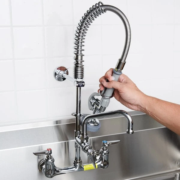 T&S Brass And Bronze Works T&S MPZ-8WLN-06 EasyInstall Wall Mounted 22 1/8" High Mini Pre-Rinse Faucet With Adjustable 8" Centers, 1.15 GPM Spray Valve, 24" Hose, 6" Add-On Faucet, And 6" Wall Bracket 3 T&S Brass And Bronze Works T&S MPZ-8WLN-06 EasyInstall Wall Mounted 22 1/8" High Mini Pre-Rinse Faucet With Adjustable 8" Centers, 1.15 GPM Spray Valve, 24" Hose, 6" Add-On Faucet, And 6" Wall Bracket