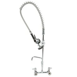 T&S Brass And Bronze Works Equip By T&S 5PR-8W06 Wall Mounted 35 3/4" High Pre-Rinse Faucet With 8" Adjustable Centers, 44" Hose, 6" Add-On Faucet, And 6" Wall Bracket -T&S Brass Shop 1033368