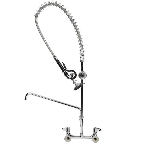 T&S Brass And Bronze Works Equip By T&S 5PR-8W18 Wall Mounted 42 1/2" High Pre-Rinse Faucet With 8" Adjustable Centers, 44" Hose, 18" Add-On Faucet, And 6" Wall Bracket 6 T&S Brass And Bronze Works Equip By T&S 5PR-8W18 Wall Mounted 42 1/2" High Pre-Rinse Faucet With 8" Adjustable Centers, 44" Hose, 18" Add-On Faucet, And 6" Wall Bracket - Image 4
