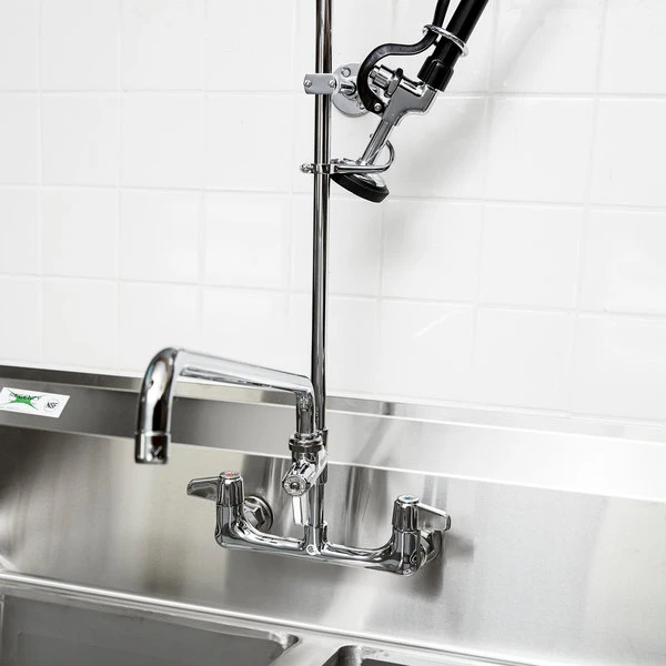 T&S Brass And Bronze Works Equip By T&S 5PR-8W18 Wall Mounted 42 1/2" High Pre-Rinse Faucet With 8" Adjustable Centers, 44" Hose, 18" Add-On Faucet, And 6" Wall Bracket 3 T&S Brass And Bronze Works Equip By T&S 5PR-8W18 Wall Mounted 42 1/2" High Pre-Rinse Faucet With 8" Adjustable Centers, 44" Hose, 18" Add-On Faucet, And 6" Wall Bracket