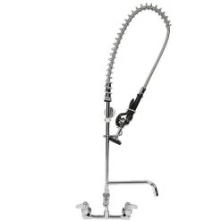 T&S Brass And Bronze Works Equip By T&S 5PR-8W10 Wall Mounted 42 1/2" High Pre-Rinse Faucet With 8" Adjustable Centers, 44" Hose, 10" Add-On Faucet, And 6" Wall Bracket -T&S Brass Shop 1044207