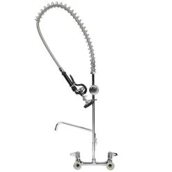T&S Brass And Bronze Works Equip By T&S 5PR-8W10 Wall Mounted 42 1/2" High Pre-Rinse Faucet With 8" Adjustable Centers, 44" Hose, 10" Add-On Faucet, And 6" Wall Bracket -T&S Brass Shop 1044210