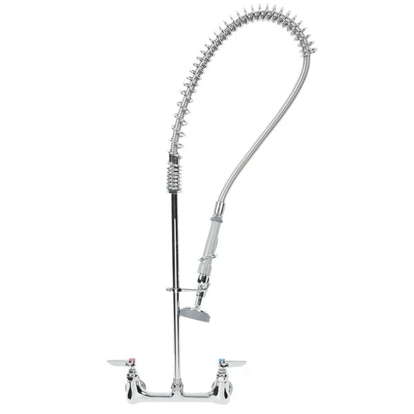 T&S Brass And Bronze Works T&S B-0133 EasyInstall Wall Mounted 34 1/2" High Pre-Rinse Faucet With Adjustable 8" Centers, 1.15 GPM Spray Valve, And 44" Hose 4 T&S Brass And Bronze Works T&S B-0133 EasyInstall Wall Mounted 34 1/2" High Pre-Rinse Faucet With Adjustable 8" Centers, 1.15 GPM Spray Valve, And 44" Hose - Image 2