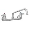 T&S Brass And Bronze Works Equip By T&S 5F-8WLX12 Wall Mounted Faucet With 12 1/8" Swing Spout, 5.2 GPM Laminar Flow Device, 8" Adjustable Centers, And Lever Handles -T&S Brass Shop 1182685