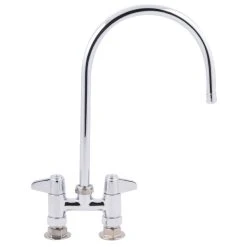 T&S Brass And Bronze Works Equip By T&S 5F-4DLS09 Deck Mounted Faucet With 9" Gooseneck Spout, 4" Centers, Laminar Flow Device, And Lever Handles