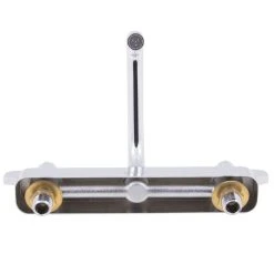 T&S Brass And Bronze Works Equip By T&S 5F-8CLX06 Deck Mounted Workboard Faucet With 6 1/8" Swing Spout, 8" Centers, 5.03 GPM Laminar Flow Device, Cerama Cartridges, And Lever Handles -T&S Brass Shop 1212652