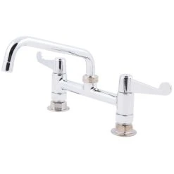T&S Brass And Bronze Works Equip By T&S 5F-8DWX08 Deck Mounted Faucet With 8" Adjustable Centers, 8 1/8" Swing Spout, 5.27 GPM Laminar Flow Device, Cerama Cartridges, And Wrist Handles -T&S Brass Shop 1212775
