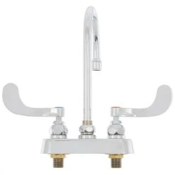 T&S Brass And Bronze Works T&S B-1141-04 Deck Mount Workboard Faucet With 4" Centers, 5 3/4" Gooseneck Spout, 4" Wrist Action Handles, Escutcheon, And Tailpieces -T&S Brass Shop 1214307