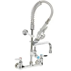 T&S Brass And Bronze Works T&S MPY-8WLN-08 EasyInstall Wall Mounted 22 1/4" High Mini Pre-Rinse Faucet With Adjustable 8" Centers, Low Flow Spray Valve, 24" Hose, 8" Add-On Faucet, And 6" Wall Bracket -T&S Brass Shop 1216639