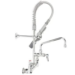 T&S Brass And Bronze Works T&S MPY-8WLN-08 EasyInstall Wall Mounted 22 1/4" High Mini Pre-Rinse Faucet With Adjustable 8" Centers, Low Flow Spray Valve, 24" Hose, 8" Add-On Faucet, And 6" Wall Bracket -T&S Brass Shop 1216640