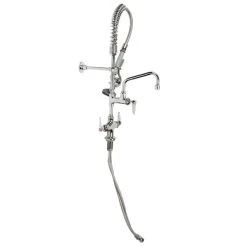 T&S Brass And Bronze Works T&S MPZ-2DLN-06-CR EasyInstall Deck Mounted 24 13/16" High Mini Pre-Rinse Faucet With Flex Inlets, 24" Hose, 6" Add-On Faucet, And 6" Wall Bracket -T&S Brass Shop 1217413