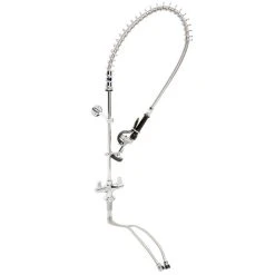 T&S Brass And Bronze Works Equip By T&S 5PR-2S00 Deck Mounted 34 1/4" High Pre-Rinse Faucet With Flex Inlets, 44" Hose, And 6" Wall Bracket -T&S Brass Shop 1221848