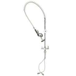 T&S Brass And Bronze Works Equip By T&S 5PR-2S00 Deck Mounted 34 1/4" High Pre-Rinse Faucet With Flex Inlets, 44" Hose, And 6" Wall Bracket -T&S Brass Shop 1221850