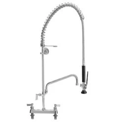 Fisher 34266 Deck Mounted 38" High Pre-Rinse Faucet With 8" Centers, 12" Add-On Faucet, And Wall Bracket