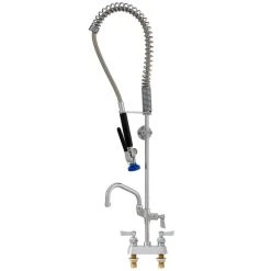 Fisher 30104 Deck Mounted Pre-Rinse Faucet With 4" Centers, 14" Add-On Faucet, Inline Vacuum Breaker, And Wall Bracket