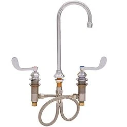 Fisher 98655 Deck Mounted Faucet With Widelength Deck, 3 1/2" Rigid Gooseneck Nozzle, 2.2 GPM Aerator, And Wrist Handles