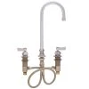 Fisher 1778 Deck Mounted Faucet With Widespread Deck, 3 1/2" Rigid Gooseneck Nozzle, 2.2 GPM Aerator, And Lever Handles -T&S Brass Shop 1352884