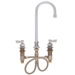 Fisher 1899 Deck Mounted Faucet With Widespread Deck, 5 1/2" Swivel Gooseneck Nozzle, 2.2 GPM Aerator, And Lever Handles