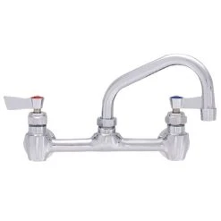 Fisher 13250 Backsplash Mounted Faucet With 8" Centers, 10" Swing Nozzle, 2.2 GPM Aerator, And Lever Handles