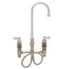 Fisher 1910 Deck Mounted Faucet With Widespread Deck, 3 1/2" Swivel Gooseneck Nozzle, 2.2 GPM Aerator, And Lever Handles