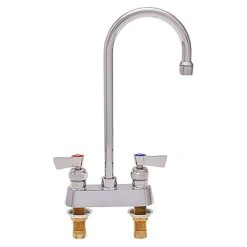 Fisher 3515 Deck Mounted Faucet With 4" Centers, 5 1/2" Swivel Gooseneck Nozzle, 2.2 GPM Aerator, And Lever Handles