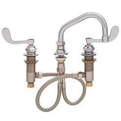 Fisher 45667 Deck Mounted Faucet With Widespread Deck, 10" Swing Nozzle, 2.2 GPM Aerator, And Wrist Handles