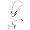 T&S Brass And Bronze Works Equip By T&S 5PR-8D14 Deck Mounted 38 1/4" High Pre-Rinse Faucet With 8" Adjustable Centers, 44" Hose, 14" Add-On Faucet, And 6" Wall Bracket