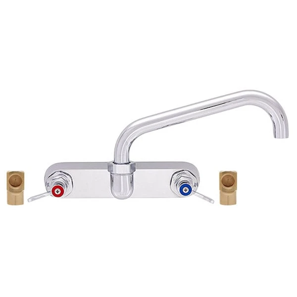 Fisher 5414 Backsplash Mounted Faucet With 8" Centers, 14" Swing Nozzle, 37 GPM Flow, Lever Handles, And Elbows 3 Fisher 5414 Backsplash Mounted Faucet With 8" Centers, 14" Swing Nozzle, 37 GPM Flow, Lever Handles, And Elbows