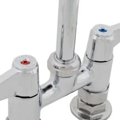 T&S Brass And Bronze Works Equip By T&S 5F-4DLX05 Deck Mounted Faucet With 5 9/16" Gooseneck Spout, 4" Centers, Laminar Flow Device, And Lever Handles -T&S Brass Shop 140758