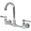 Advance Tabco K-159 3 1/2" Wall Mounted Gooseneck Spout Swivel Faucet With 8" Centers And Lever Handles -T&S Brass Shop 1414319