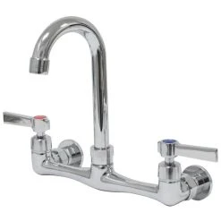 Advance Tabco K-159 3 1/2" Wall Mounted Gooseneck Spout Swivel Faucet With 8" Centers And Lever Handles