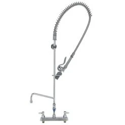 T&S Brass And Bronze Works T&S B-5120-12-BJ EasyInstall Deck Mounted Pre-Rinse Faucet With 8" Centers, 44" Hose, 12" Add-On Faucet, 1.07 GPM Spray Valve, And Eterna Cartridges
