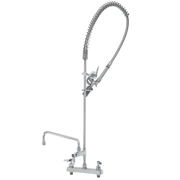 T&S Brass And Bronze Works T&S B-5120-12-CRBJ EasyInstall Deck Mounted Pre-Rinse Faucet With 8" Centers, 44" Hose, 12" Add-On Faucet, 1.07 GPM Spray Valve, And Cerama Cartridges 4 T&S Brass And Bronze Works T&S B-5120-12-CRBJ EasyInstall Deck Mounted Pre-Rinse Faucet With 8" Centers, 44" Hose, 12" Add-On Faucet, 1.07 GPM Spray Valve, And Cerama Cartridges - Image 2