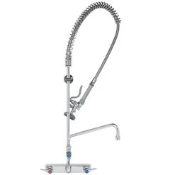 T&S Brass And Bronze Works T&S B-5125-12-B EasyInstall Wall Mounted Pre-Rinse Faucet With 8" Centers, 44" Hose, 12" Add-On Faucet, 1.15 GPM Spray Valve, And Eterna Cartridges