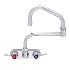 Fisher 62391 Wall Mounted Stainless Steel Faucet With 4" Centers, 13" Double-Jointed Swing Nozzle, 2.2 GPM Aerator, And Lever Handles