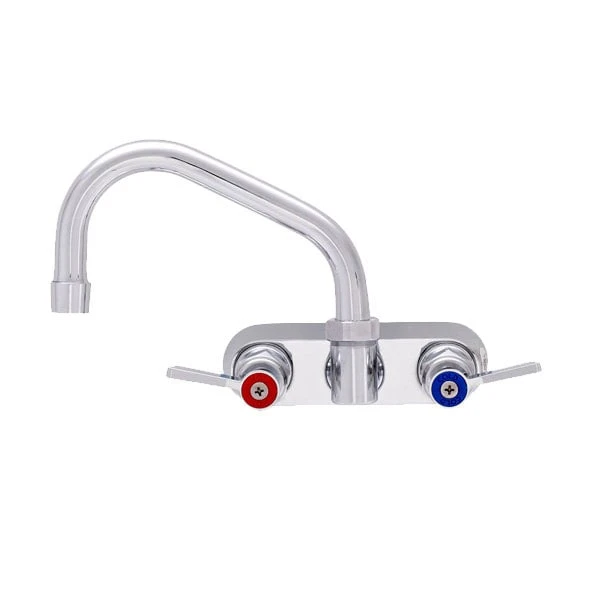 Fisher 62049 Backsplash Mounted Stainless Steel Faucet With 4" Centers, 12" Swing Nozzle, 2.2 GPM Aerator, And Lever Handles 3 Fisher 62049 Backsplash Mounted Stainless Steel Faucet With 4" Centers, 12" Swing Nozzle, 2.2 GPM Aerator, And Lever Handles