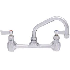 Fisher 53104 Wall Mounted Stainless Steel Faucet With 8" Centers, 6" Swing Nozzle, 2.2 GPM Aerator, And Lever Handles