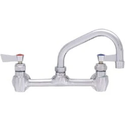 Fisher 53120 Wall Mounted Stainless Steel Faucet With 8" Centers, 10" Swing Nozzle, 2.2 GPM Aerator, And Lever Handles