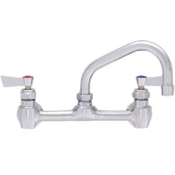 Fisher 53139 Wall Mounted Stainless Steel Faucet With 8" Centers, 12" Swing Nozzle, 2.2 GPM Aerator, And Lever Handles