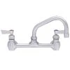 Fisher 60690 Backsplash Mounted Stainless Steel Faucet With 8" Centers, 14" Swing Nozzle, 2.2 GPM Aerator, And Lever Handles 1 Fisher 60690 Backsplash Mounted Stainless Steel Faucet With 8" Centers, 14" Swing Nozzle, 2.2 GPM Aerator, And Lever Handles -T&S Brass Shop 1453799