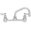 Fisher 60836 Backsplash Mounted Stainless Steel Faucet With 8" Centers, 12" Swing Nozzle, 2.2 GPM Aerator, And Lever Handles -T&S Brass Shop 1453800