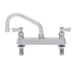Fisher 57649 Deck Mounted Stainless Steel Faucet With 8" Centers, 8" Swing Nozzle, 2.2 GPM Aerator, And Lever Handles