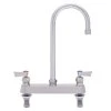 Fisher 57770 Deck Mounted Stainless Steel Faucet With 8" Centers, 3 1/2" Swivel Gooseneck Nozzle, 2.2 GPM Aerator, And Lever Handles