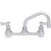 Fisher 60801 Backsplash Mounted Stainless Steel Faucet With 8" Centers, 12" Swing Nozzle, 2.2 GPM Aerator, Lever Handles, And EZ Install Adapters