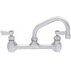 Fisher 61204 Backsplash Mounted Stainless Steel Faucet With 8" Centers, 6" Swing Nozzle, 2.2 GPM Aerator, Lever Handles, And EZ Install Adapters 2 Fisher 61204 Backsplash Mounted Stainless Steel Faucet With 8" Centers, 6" Swing Nozzle, 2.2 GPM Aerator, Lever Handles, And EZ Install Adapters -T&S Brass Shop 1454344